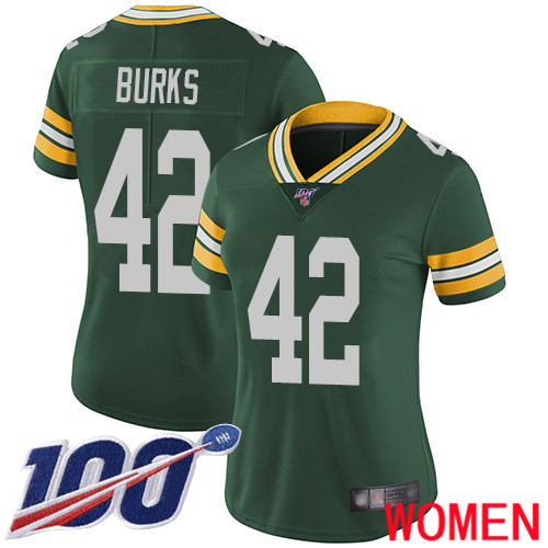 Green Bay Packers Limited Green Women 42 Burks Oren Home Jersey Nike NFL 100th Season Vapor Untouchable
